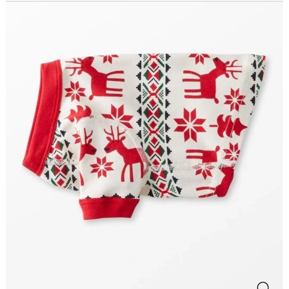 Hanna‎ Andersson Holiday Dog Pajamas Dear Deer White Red  Size Medium